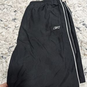 Black Athletic Track Pants with White Stripes